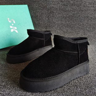 休闲厚底增高雪地靴加厚冬季 专柜正品 真皮女鞋 新款 百搭潮 撤柜断码