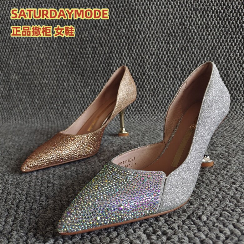 SATURDAYMODE正品细跟侧空单鞋仙