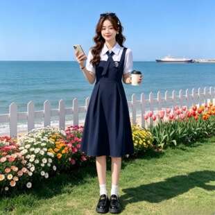 减龄教资面试学院风polo连衣裙女夏季新款气质收腰裙子通勤穿搭