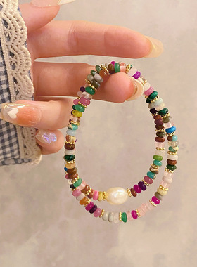 繁花天然石珍珠文艺混合材质饰品