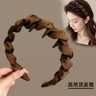 黑色高颅顶绝美发箍女款带齿蓬松头箍2025新款高级感日常外戴发卡