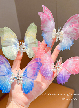 灵动蝴蝶发夹儿童古风夹子发饰可爱立体蝴蝶结小发卡女童头饰女孩