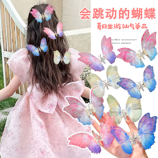 发夹儿童蝴蝶发卡会动的头饰蝴蝶结公主小夹子玩具小女孩可爱灵动