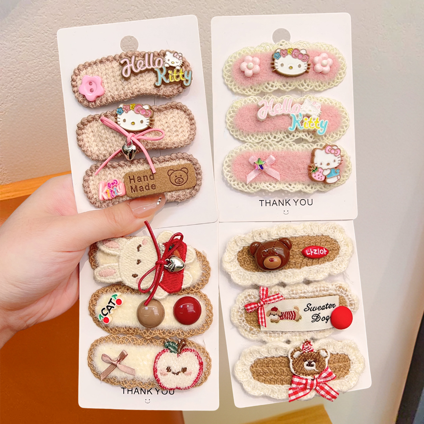 卡通kt猫宝宝包布夹儿童碎发夹发卡不伤发可爱刘海夹女童发夹发饰