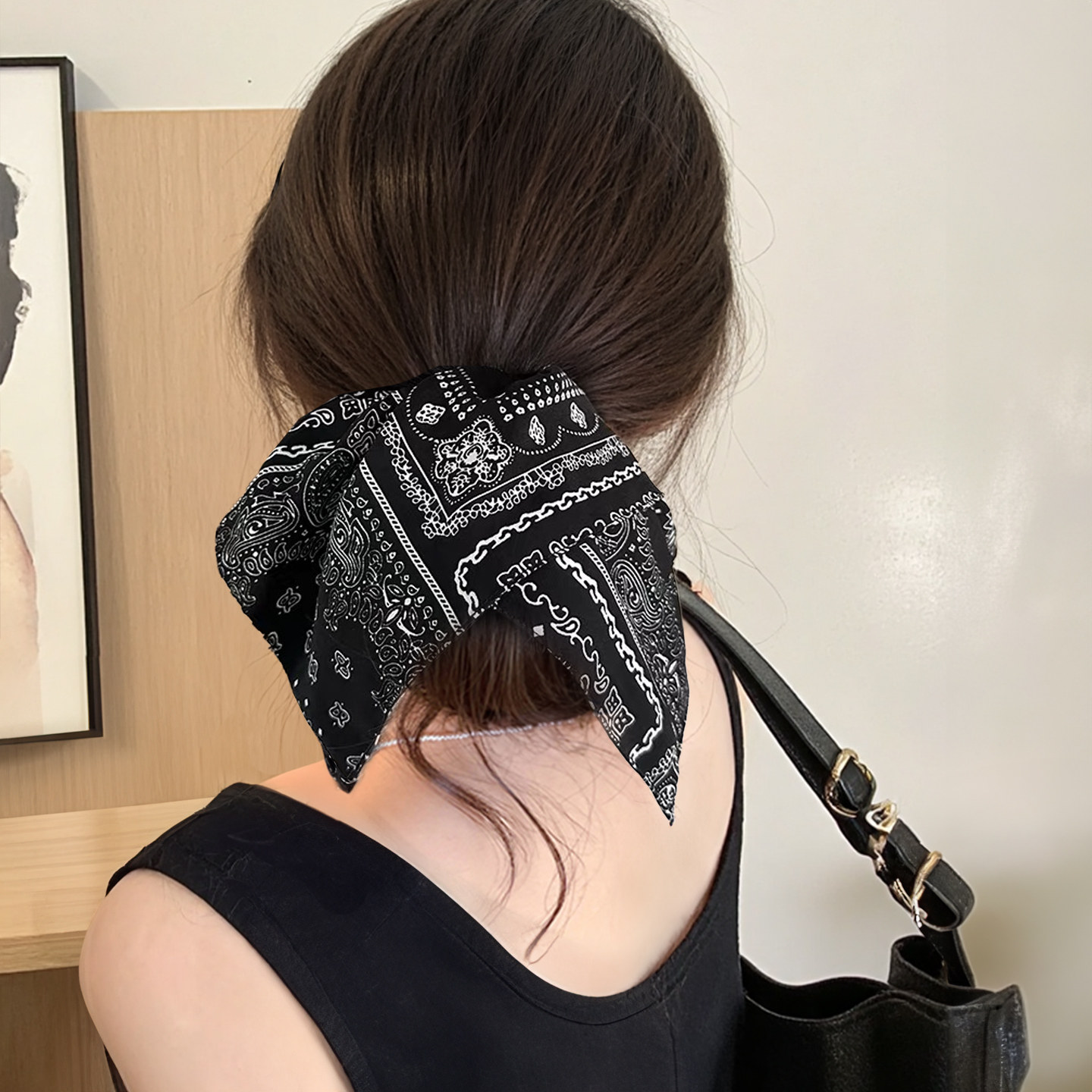 高级感复古黑色腰果花缎面方巾大肠发圈女超大方形扎头发头绳发饰,饰品/流行首饰/时尚饰品新,发饰,淘宝优惠券,粉丝福利购,淘宝优惠卷