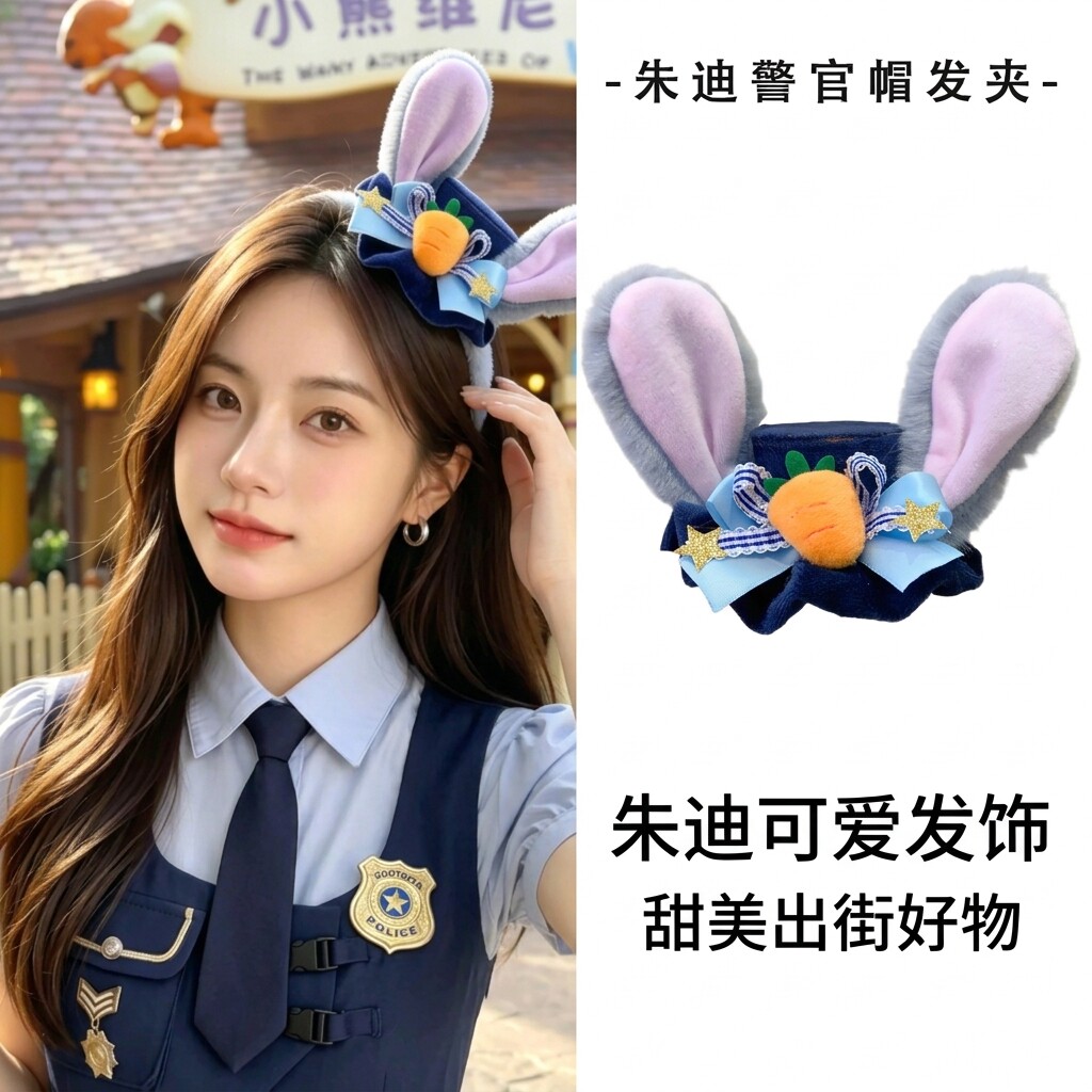 迪士尼兔子警官发夹朱迪可爱头饰图片