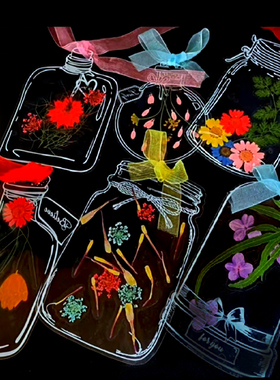 干花透明书签DIY材料学生幼儿园手工制作手账本贴膜 植物标本干树