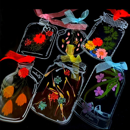 干花透明书签DIY材料学生幼儿园手工制作手账本贴膜 植物标本干树