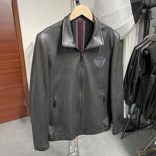 立翻领时尚 海宁真皮皮衣春秋薄款 外套 清仓头层绵羊皮夹克短款 断码
