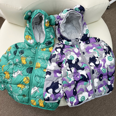 断码处理男女童轻薄羽绒服儿童连帽外套中大童男孩春秋款