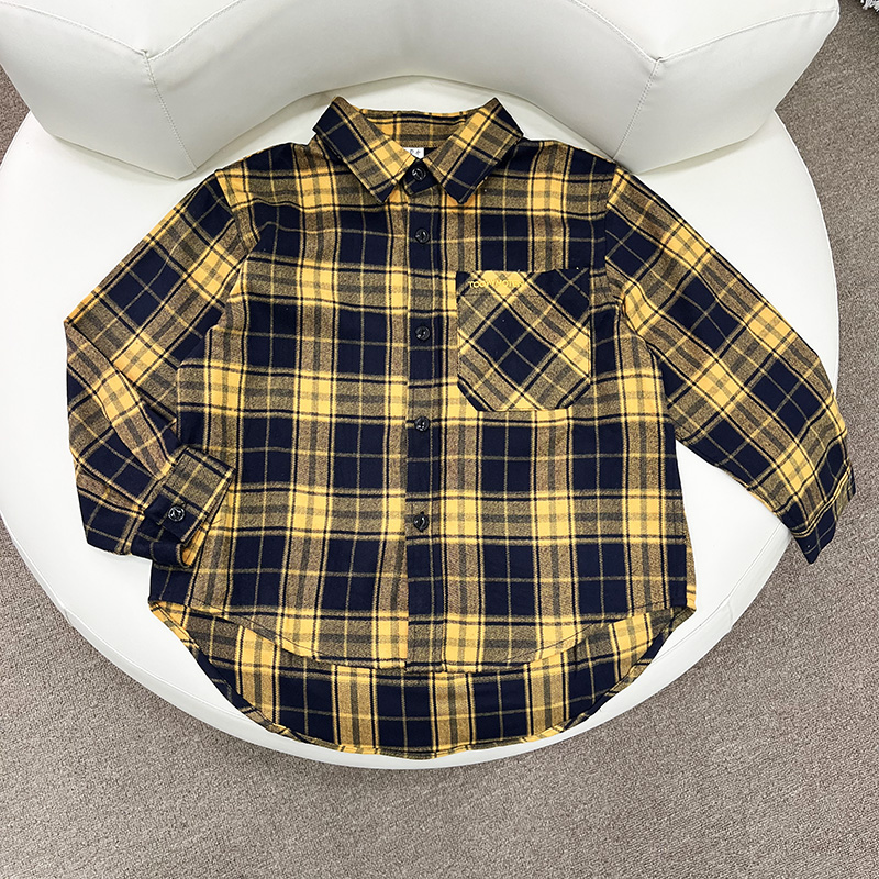 男童格子衬衫秋冬季宝宝磨毛痞帅儿童加厚翻领上衣