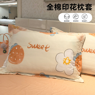 全棉枕套纯棉枕头套单人学生宿舍枕芯套48x72cm一对装水洗