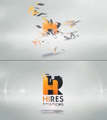 碎片飞入汇聚又飞出的破碎重组标志logo演绎转场标题动画AE模板