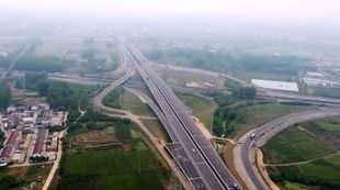 大气航拍城市交通道路建设成果展快速发展立交桥绕城公路实拍视频