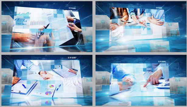 大气蓝色系立体空间商务科技企业学校图片包装展示宣传片头AE模板