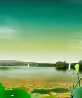 大气中国风古典水墨诗歌画风江南春天湖光景色舞台背景vj视频素材