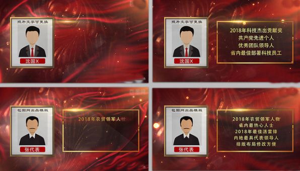 大气红金企业颁奖晚会团队成员介绍获奖员工颁奖词段落展示ae模板