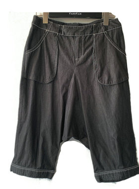 4件100元区 自然元素专柜正品黑灰色可爱哈伦休闲牛仔六分裤