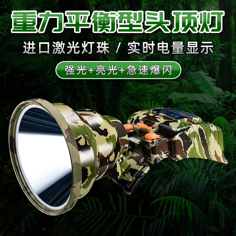 速森重力平衡迷彩头灯强光充电超亮头戴式手电筒锂电超长续航夜钓