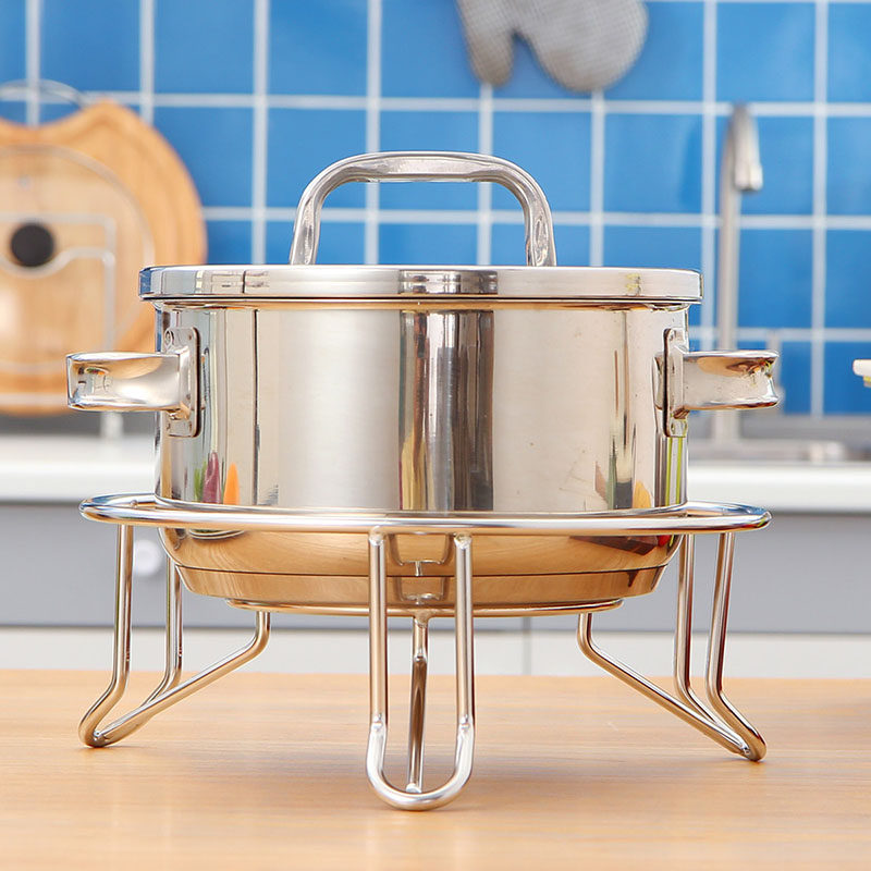 欧润哲 304不锈钢三脚锅架 厨房置物架大号隔热锅垫汤锅具收纳架