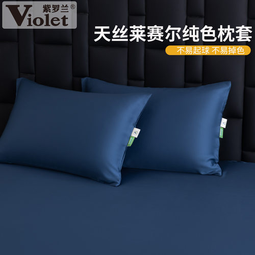 60S天丝莱赛尔纯色单枕套一对装