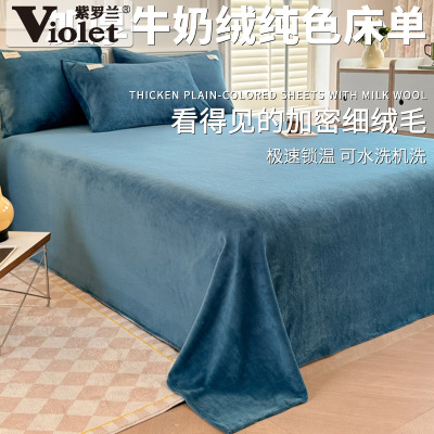 2025新款简约牛奶绒纯色单床单