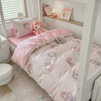 Violet all-cotton Sanrio small cartoon print three-piece set, pure cotton bed sheet, duvet cover and bedding four-piece set thumbnail 6