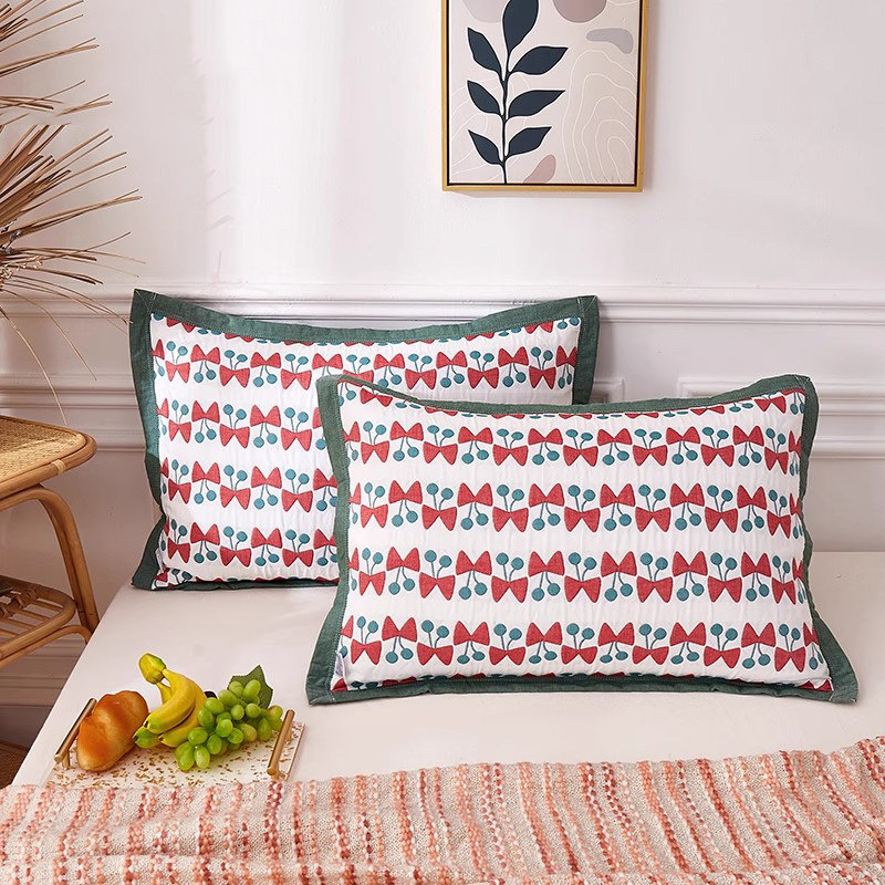 紫罗兰时尚宽边细纱枕套枕头套枕袋枕皮全棉枕芯套一对装纯棉枕套