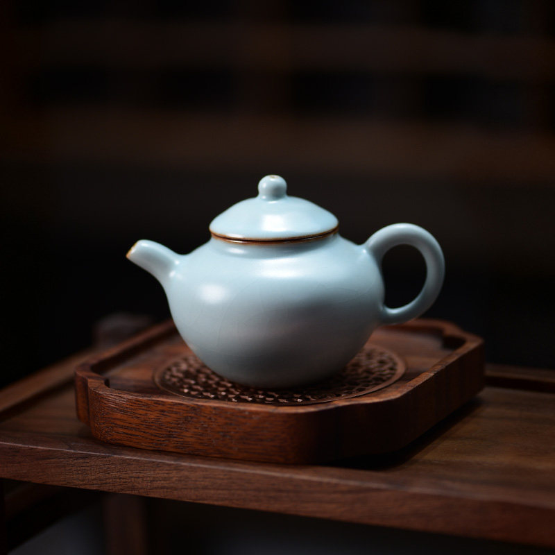 天福茗茶台湾醇品雅集汝窑单壶冰裂釉开片茶具家用壶雅式壶150ml