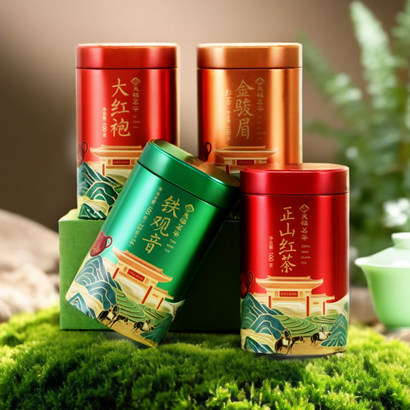 天福茗茶 芳茗系列3罐组合 铁观音大红袍正山红茶金骏眉组合礼包