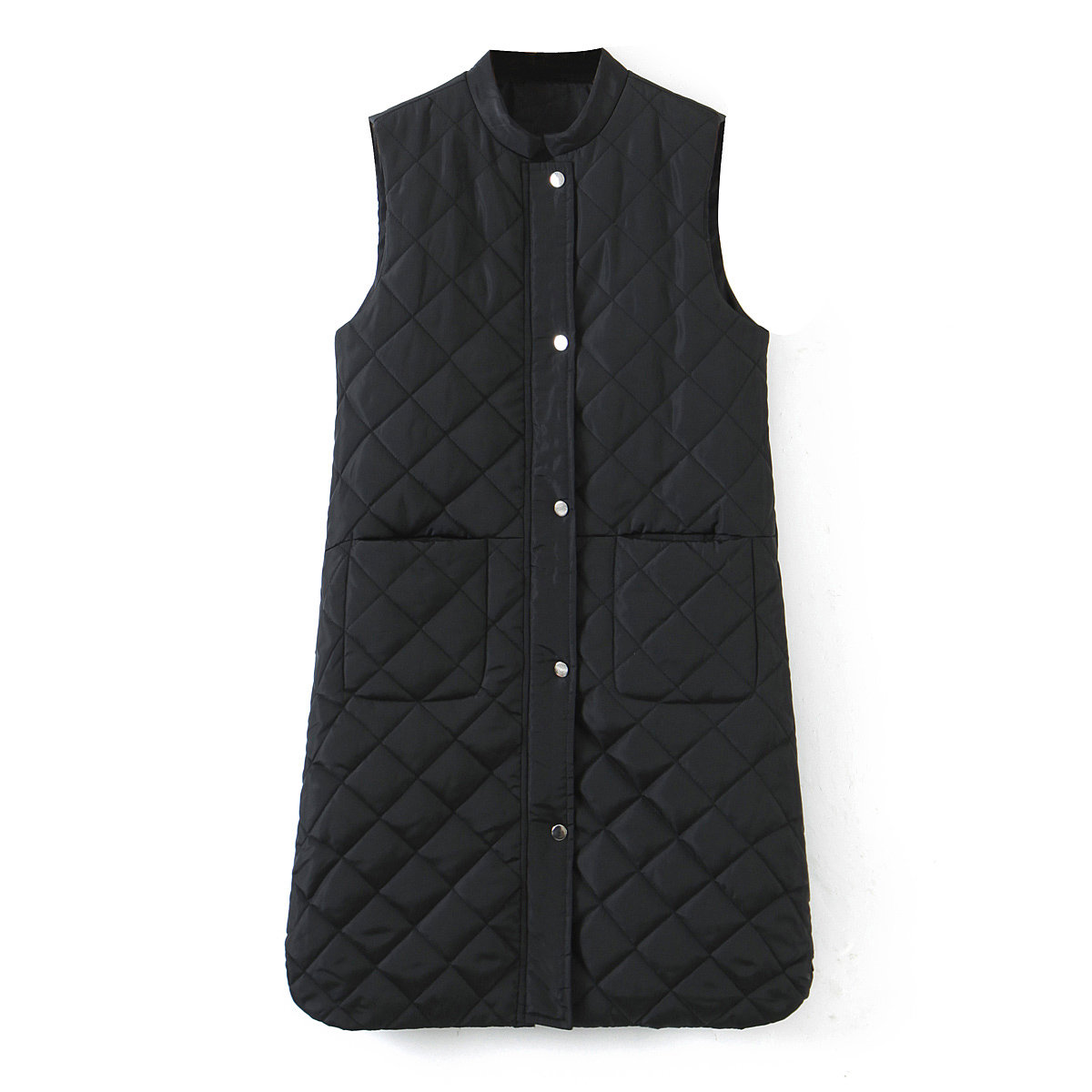 菱形格棉马甲轻薄棉马夹