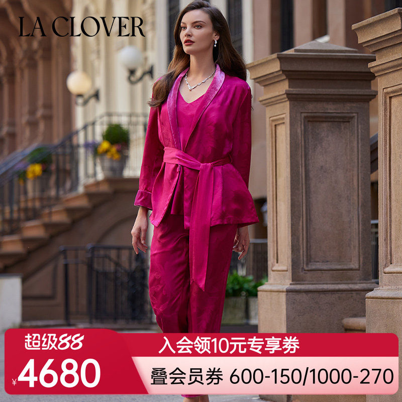 【新品秋冬】兰卡文LA CLOVER繁花之境系列分身睡衣三件套装LC46Y