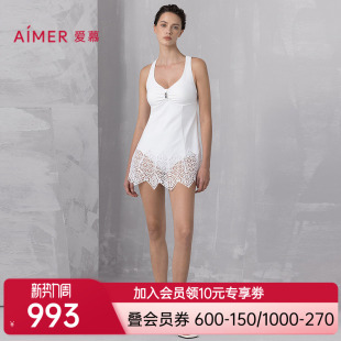 爱慕夏时女士海边性感蕾丝裙式 连体泳衣AM68B313