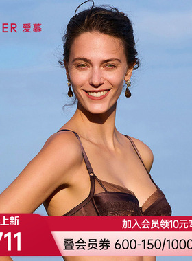 爱慕2025年春夏云之柔羽内衣女3/4薄杯大胸显小蕾丝文胸AM13A721