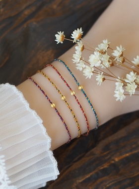 中式民俗手工编织五彩绳红绳手链