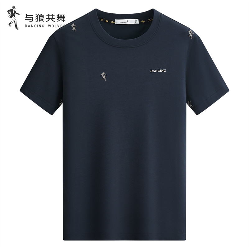 【散点刺绣】与狼共舞圆领短袖T恤男2025夏季款凉感透气舒适短t,男装,T恤,淘宝优惠券,粉丝福利购,淘宝优惠卷