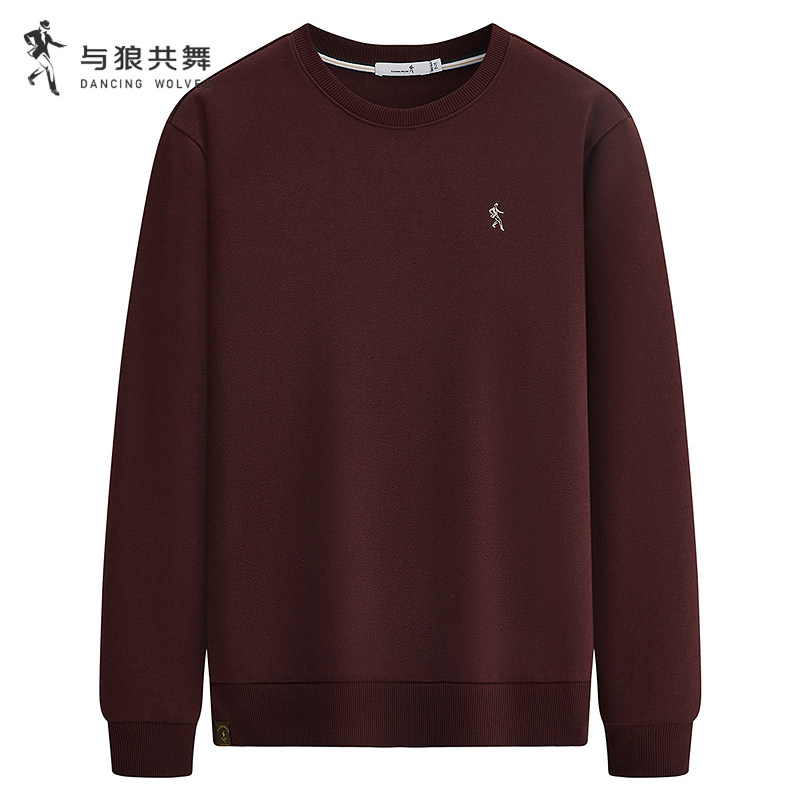 【加绒长绒棉】与狼共舞圆领卫衣男2026秋冬款绣标易打理套头上衣