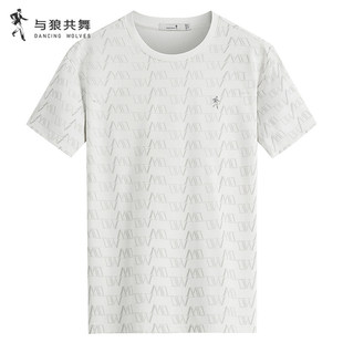 【老花满印】与狼共舞7A抗菌圆领短袖T恤男2026夏季新款桑蚕丝白T