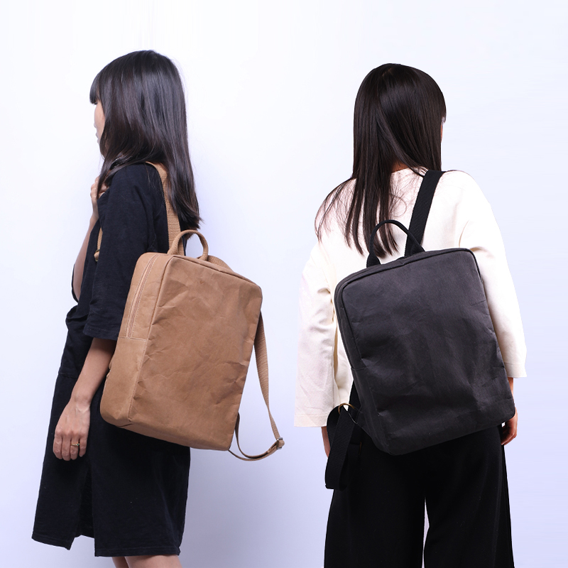 原创中性风可水洗牛皮纸双肩包