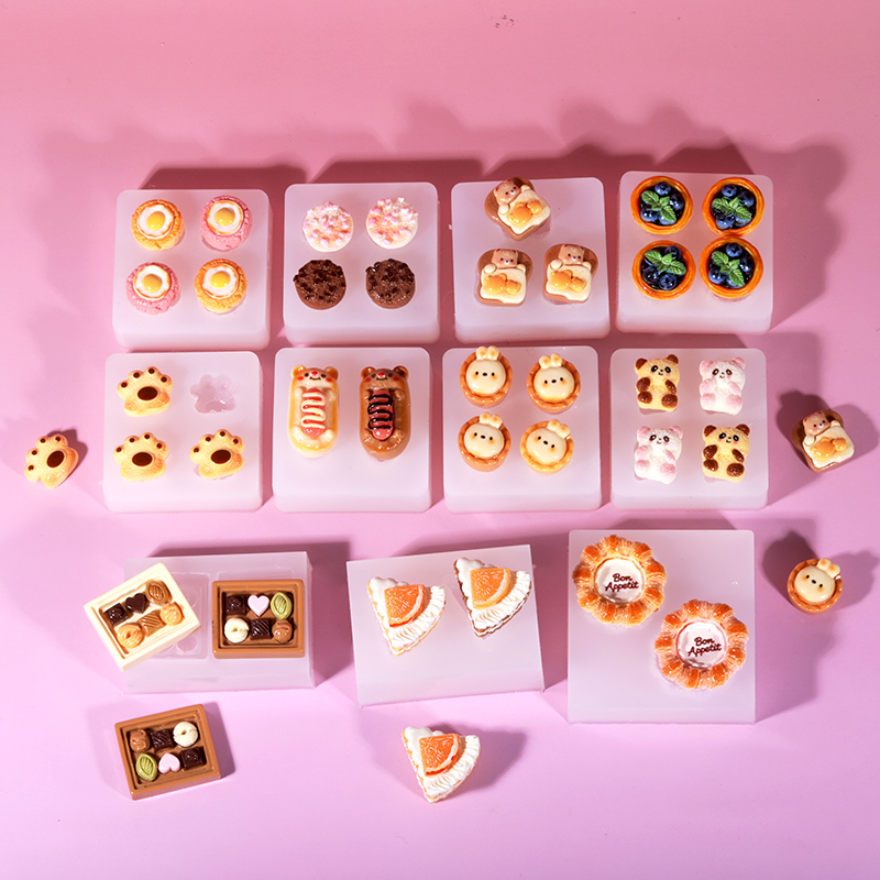 迷你仿真面包甜品捏捏模具小鼻嘎卡通蛋糕diy手工翻模硅胶模具