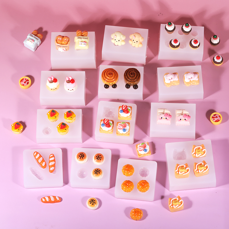 新款迷你食玩甜品蛋糕面包小鼻嘎捏捏模具手工diy食品级硅胶模具