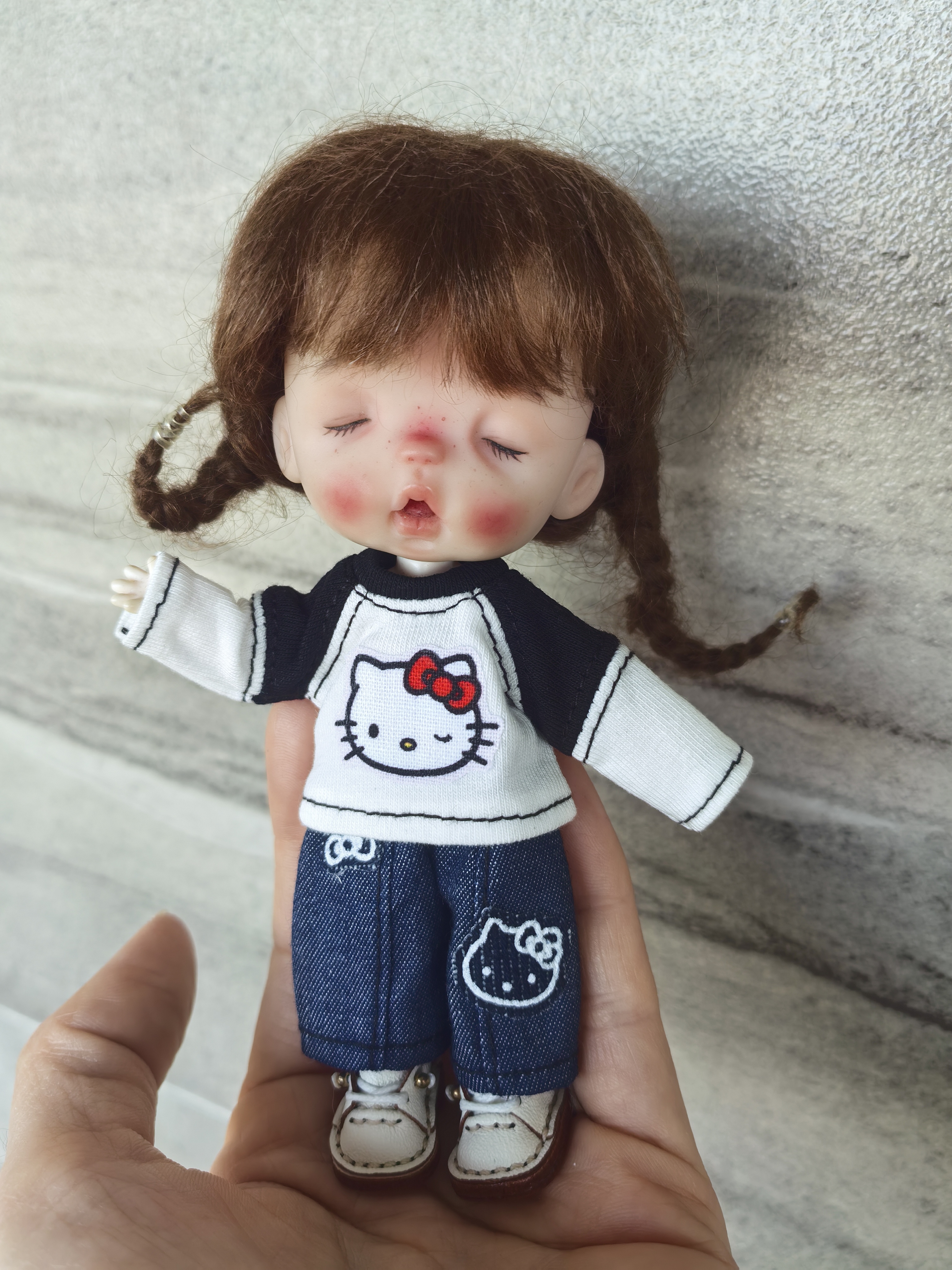 ob11/gsc娃衣Hello Kitty卫衣T恤裤子卡通套装日常服牛仔裤弯刀裤