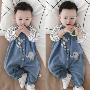 春秋款婴儿连体哈衣男女宝宝纯棉长袖外出服新生儿可爱卡通秋衣