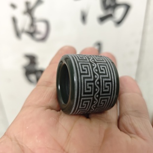 天然和田玉青玉扳指指环防估纹出众霸气拉弓射箭正品礼品手饰放漏