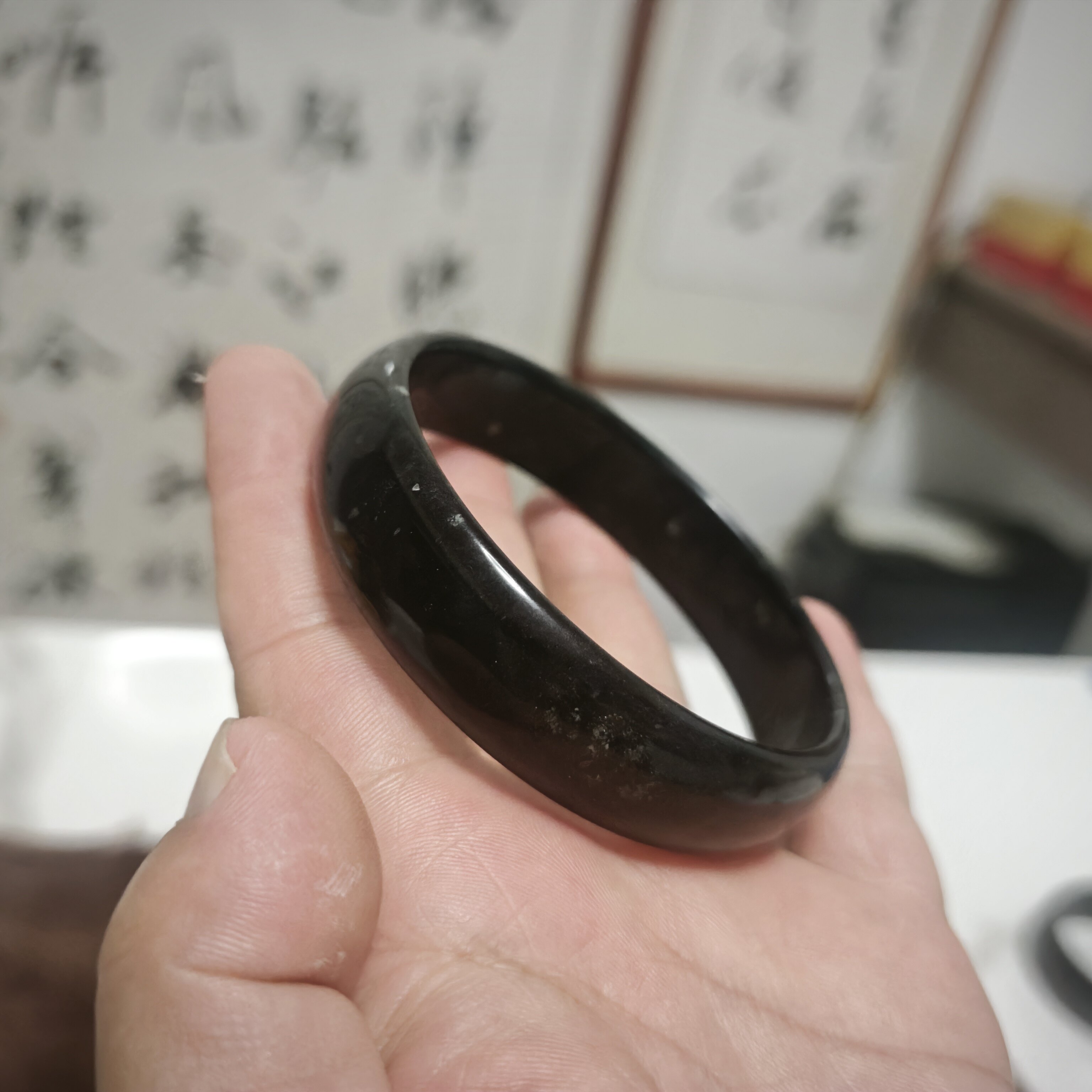 放漏天然和田玉山料手镯宽版轮胎镯妈妈镯超大圈口臂镯正品送礼盒