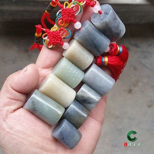 和田玉墨玉青花籽料路路通配珠吊坠挂饰 素面 桶珠 勒子挂件要件