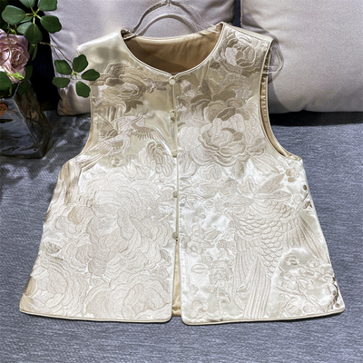 清~【玄凤鹦鹉】新中式国风重磅醋酸重工刺绣马甲背心高级感上衣
