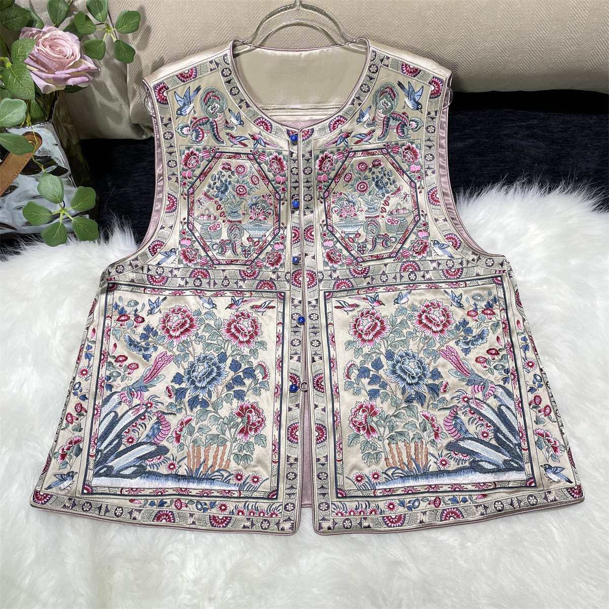 宠粉福利【故宫春景】新中式国风醋酸重工刺绣宽松马甲马夹上衣,女装/女士精品,上衣,淘宝优惠券,粉丝福利购,淘宝优惠卷