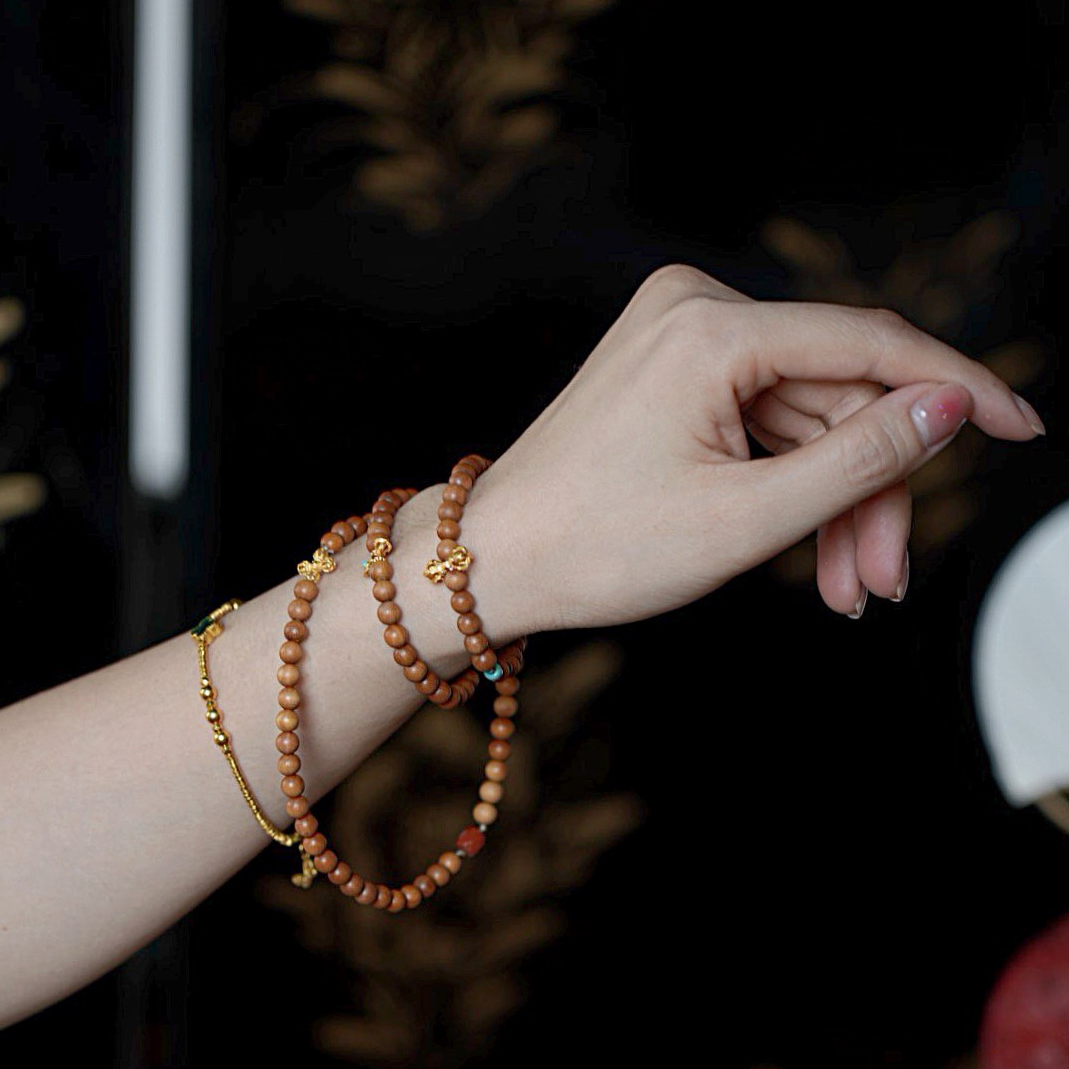 老山檀香5mm金刚清净珠串十字