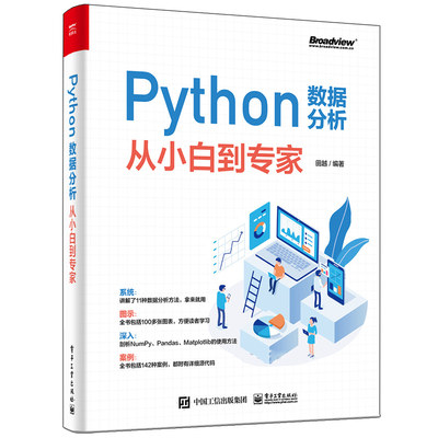 Python数据分析从小白到专家 Python语法及数据分析方法 NumPy Pandas和Matplotlib使用方法剖析书电子工业出版社9787121409233